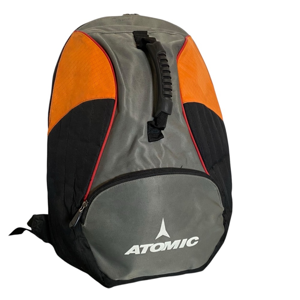 Atomic Ski Backpack Travel Bag Orange Gray Logo Carry Handle Ruck School